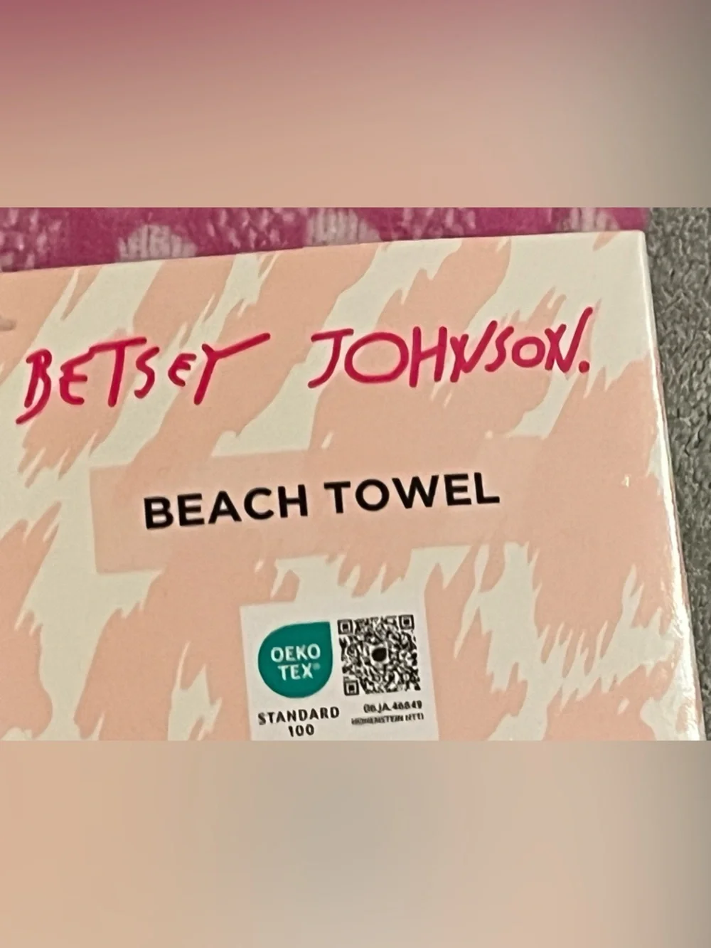 Betsey Johnson Pink and White Dot Tropical Leaves Beach Towel